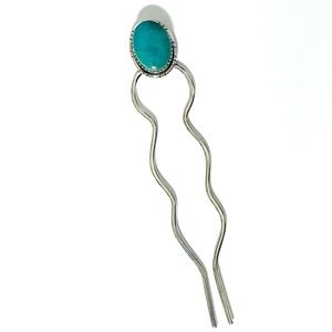 NEW Sterling Silver and Turquoise Hair Pin 925